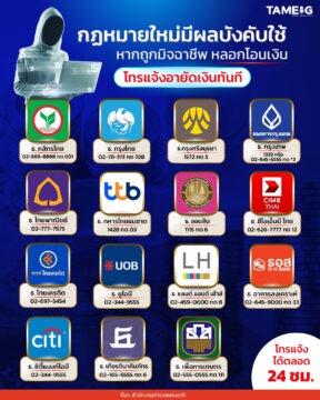 #Infographic กฎหมายใหม่มีผลบังคับใช้แล้ว หากถูกมิจฉาชีพหลอกโอนเงินโทรแจ้งอายัดเงินทันที 💸 💸