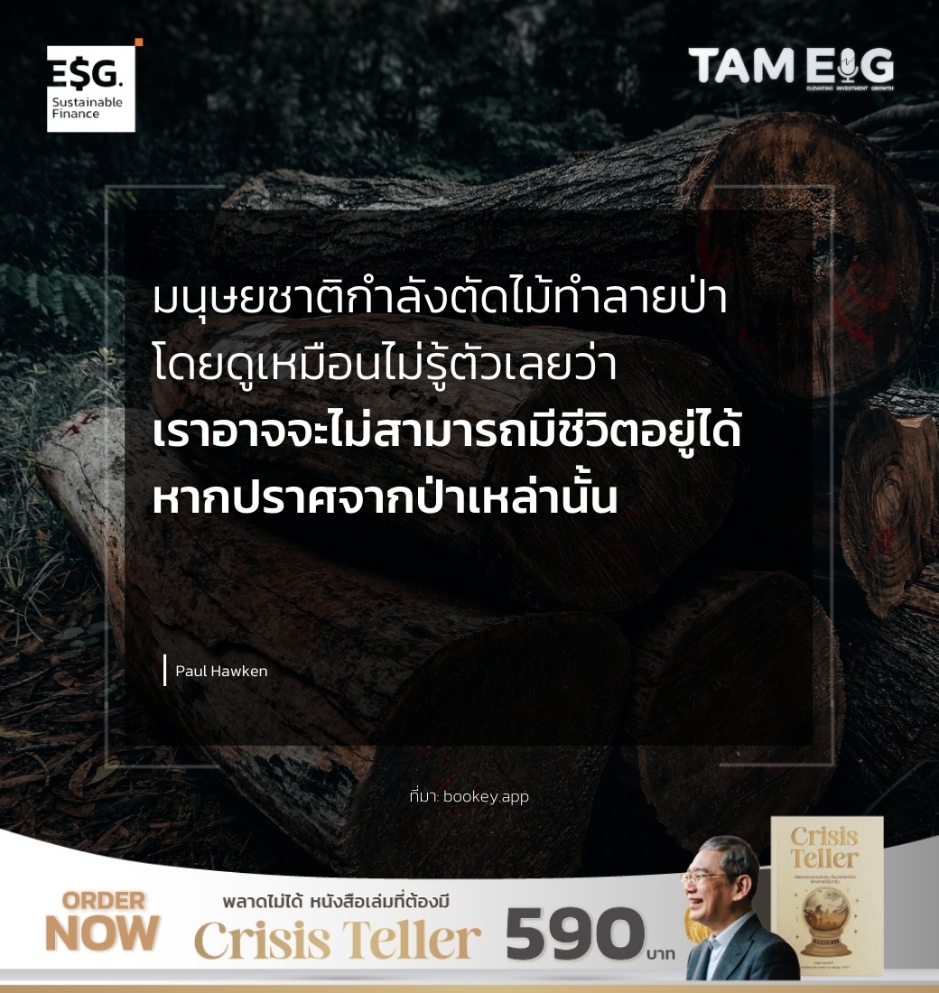 มนุษยชาติกำลังตัดไม้ทำลายป่า โดยดูเหมือนไม่รู้ตัวเลยว่าเราอาจจะไม่สามารถมีชีวิตอยู่ได้หากปราศจากป่าเหล่านั้น